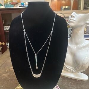Lucky Brand Silver Necklace with Turquoise Detail
